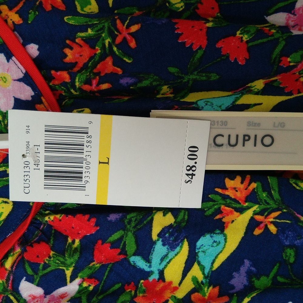 Cupio  colorful floral sleeveless round neck summer tank top for women's size  L - Picture 5 of 8